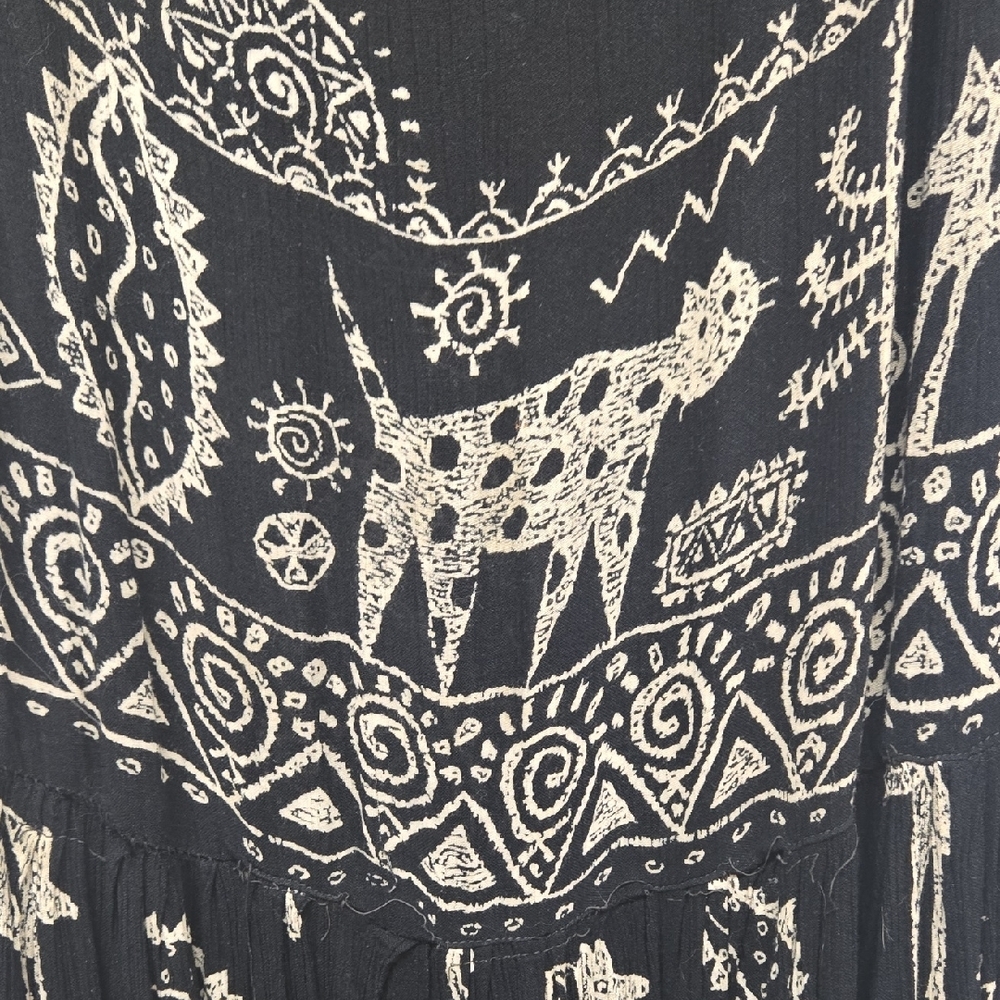 Bila Black and Cream Safari Print Maxi Dress